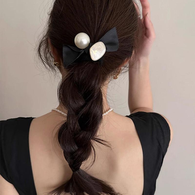 Elastic Hair Bands Scrunchies for Women Korean Style Pearl Bowknot Hair Rope Ties Hair Accessories Ponytail Holder Rubber Bands