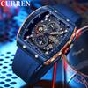 CURREN Montre-bracelet Homme Chronographe Étanche Montre Homme Militaire Marque Supérieure Luxe Silicone Bleu Original Sport Montre Homme 8442