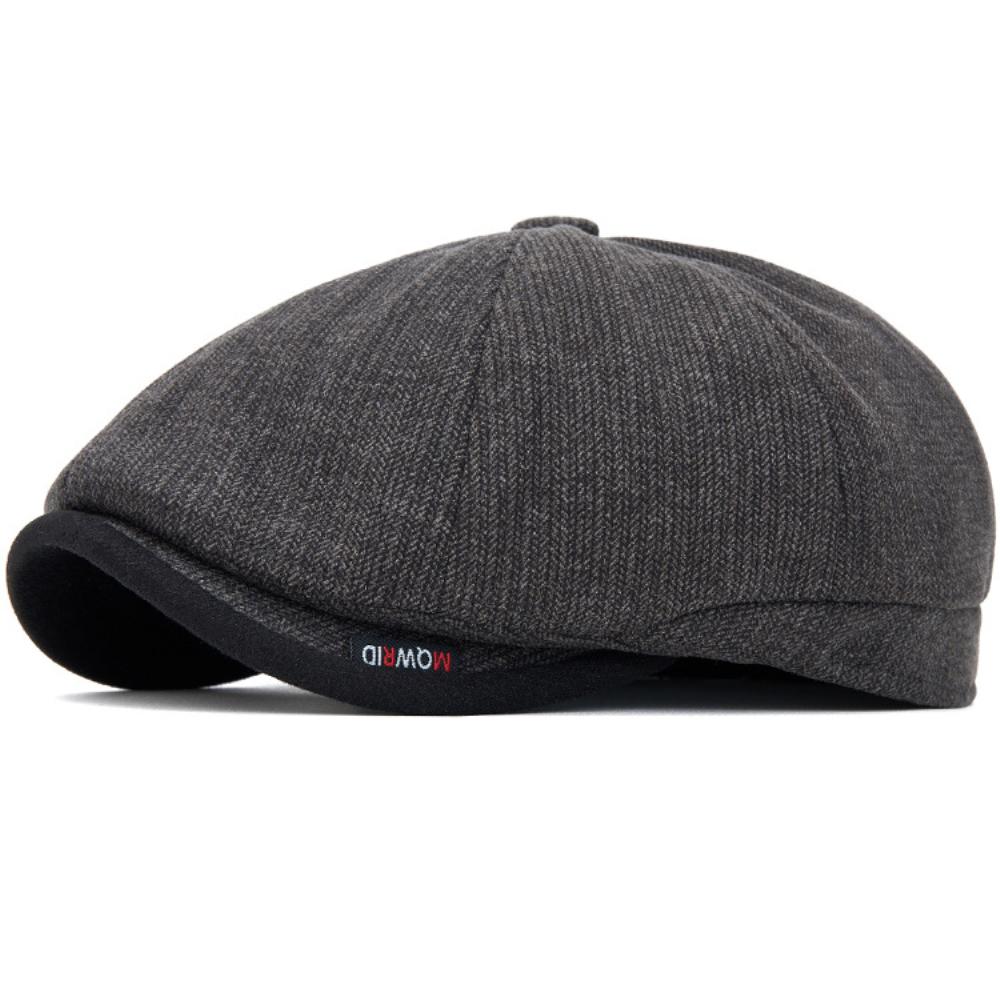 

HT5029 Beret Cap Men Women Autumn Winter Knit Hat Warm Artist Painter Wool Beret Hat Male Female Octagonal Flat Cap Mens Berets 55-60cm Adjustable серый