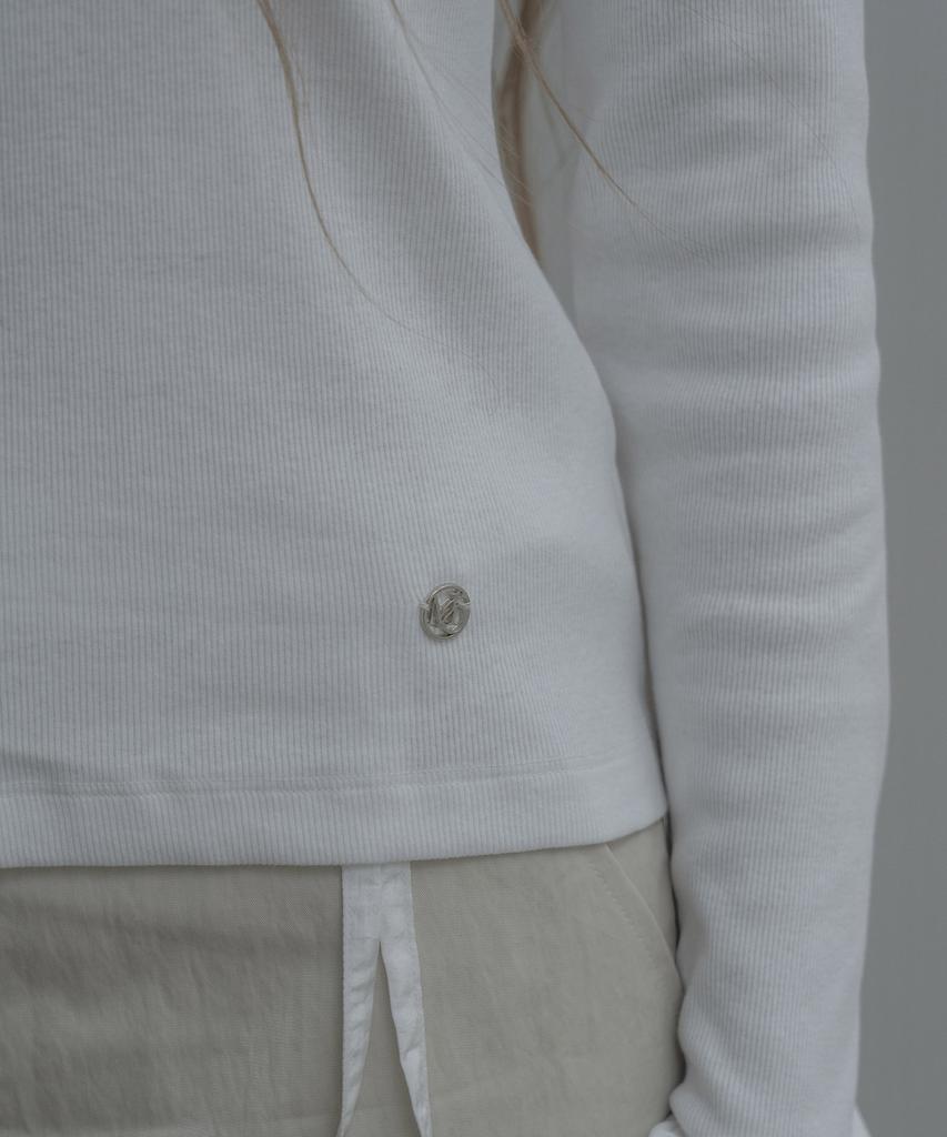 Mosyupamosyu Ribbed Henley Neck T-Shirt [Ivory]