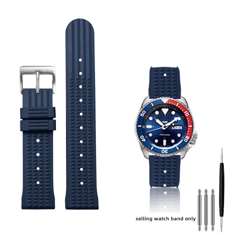 20 мм 22 мм Ремешок для часов из каучука Для Seiko IWC Citizen Вафельный ремешок Браслеты Модный Универсальный Мужской Дайверский Силиконовый Спортивный ремешок для часов 20mm