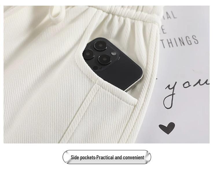 Women's High Waist 145cm Loose Wide-Leg Spring/Autumn Pants for Petite