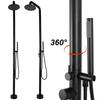 2-Function Freestanding Outdoor Shower Floor Mounted Stainless Steel Beach Shower with Showerhead for Yard Beach Poolside Garden