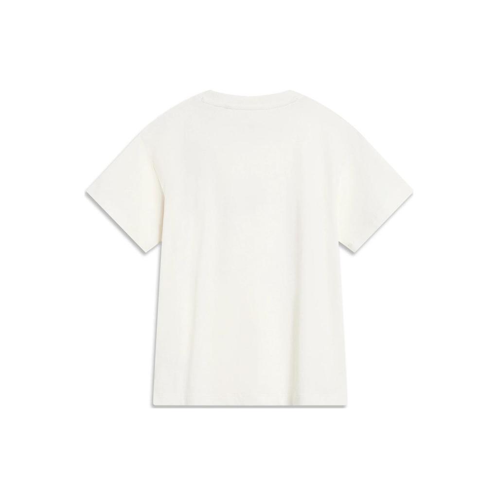 Li Ning X Disney Collaboration Marie Cat Series Cartoon Print Round Neck Short Sleeve T-Shirt Women Tops Off-White AHST612-1