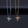 Chic Stainless Steel Hummingbird Pendant Necklace - Stylish, Simple, Versatile Chain for Women