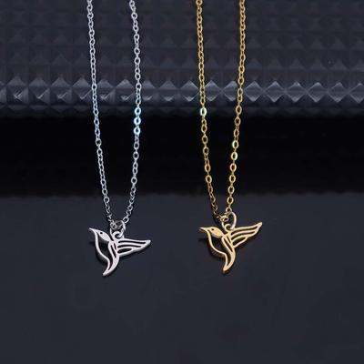 Chic Stainless Steel Hummingbird Pendant Necklace - Stylish, Simple, Versatile Chain for Women