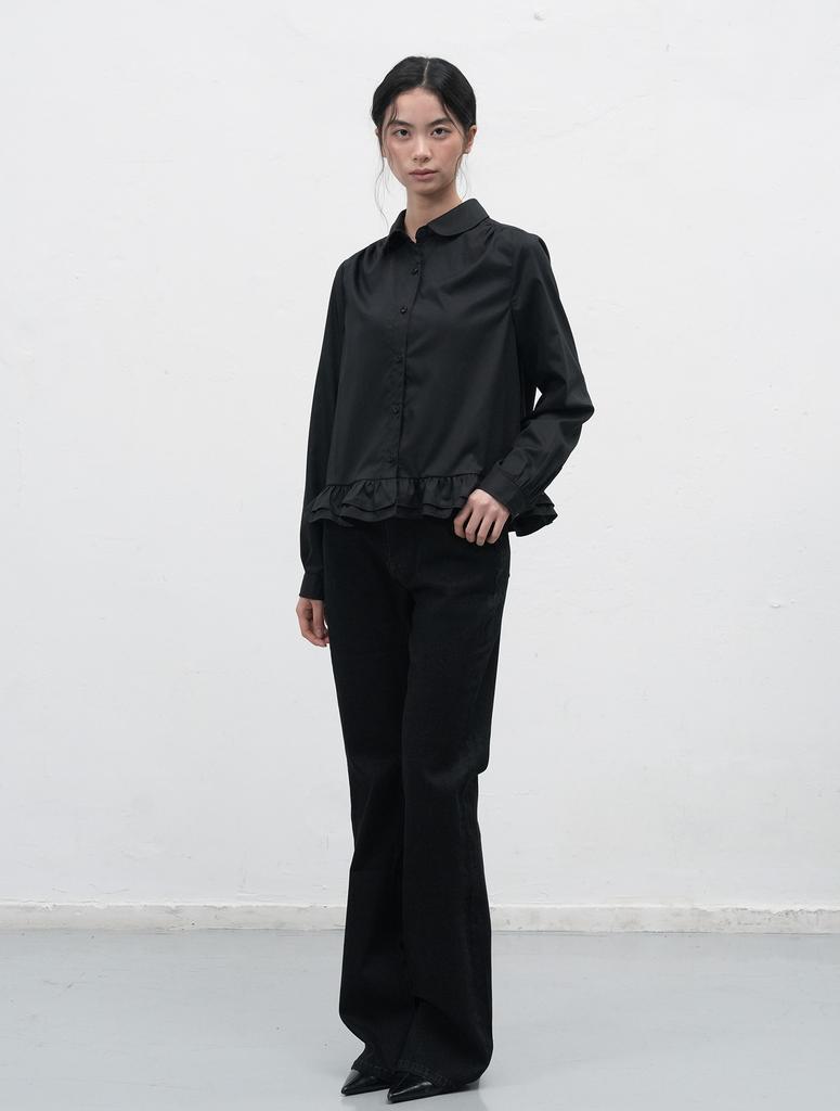 GENERALIDEA Round Collar Frill Blouse [Black] / Wbe3L03513