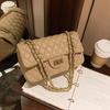 Geantă de mână de umăr crossbody cu lanț diamantat texturat la modă pentru femei, Toamnă/Iarnă 2024, Geantă pătrată mică