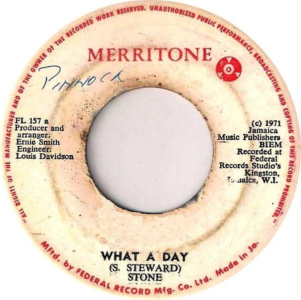7inch Record STONE What A Day FL157 Merritone 1971 Jamaica Reggae Ska Dub Used