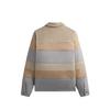 Kith FW24 Stripe Microsuede Tanner Pullover Fall 2024 Collection Lettered American College Style Long Sleeve Polo Shirt Men Tops Sand KHM032334-104