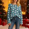 Damen Modische Oversized Strickware Langärmeliges Oberteil mit Weihnachtsdruck