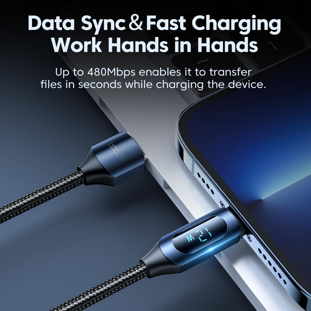 USB Cable To iP Cable for iPhone 14 13 Pro Max LED Digital Display 2.4A Fast Charging Apple Cable for iPad Air Data Cord