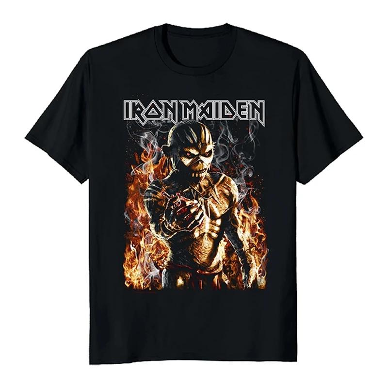 2025 Iron Maiden Iron Maiden Band Rock Punk Loose American Vintage Direct Injection Short Sleeve T-Shirt Comfortable Breathable