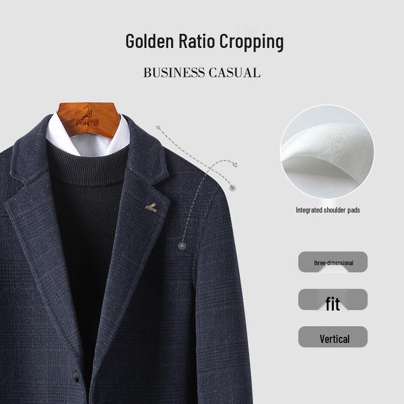 Men's 60% Wool Blend Business Plaid Overcoat