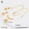 Stainless Steel Gold Flower Set Women 4pcs Necklace Earrings Bracelet Ring Cubic Zirconia Luxury Wedding Party Anniversary Gift