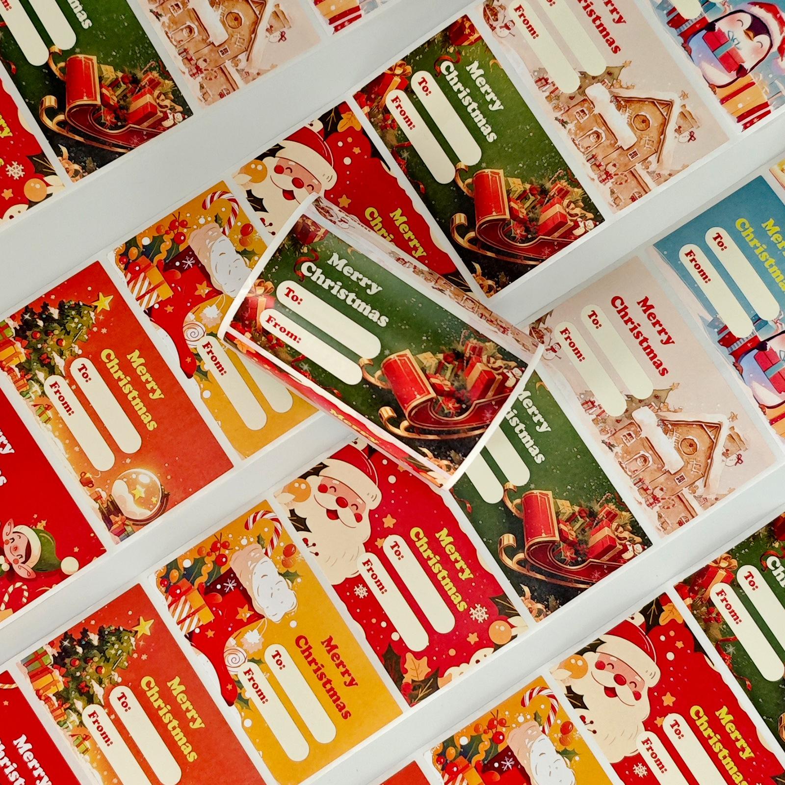 

250 Sheets/Roll Christmas Theme Roll Roll Stickers Gift Packaging Labels Stickers Message Sticker Batch