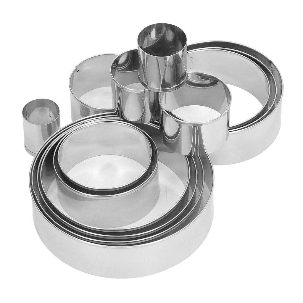 14Pcs Cake Ring Mold Stainless Steel Round Bread Cutter Mold Cooking Accessory for Kitchen
