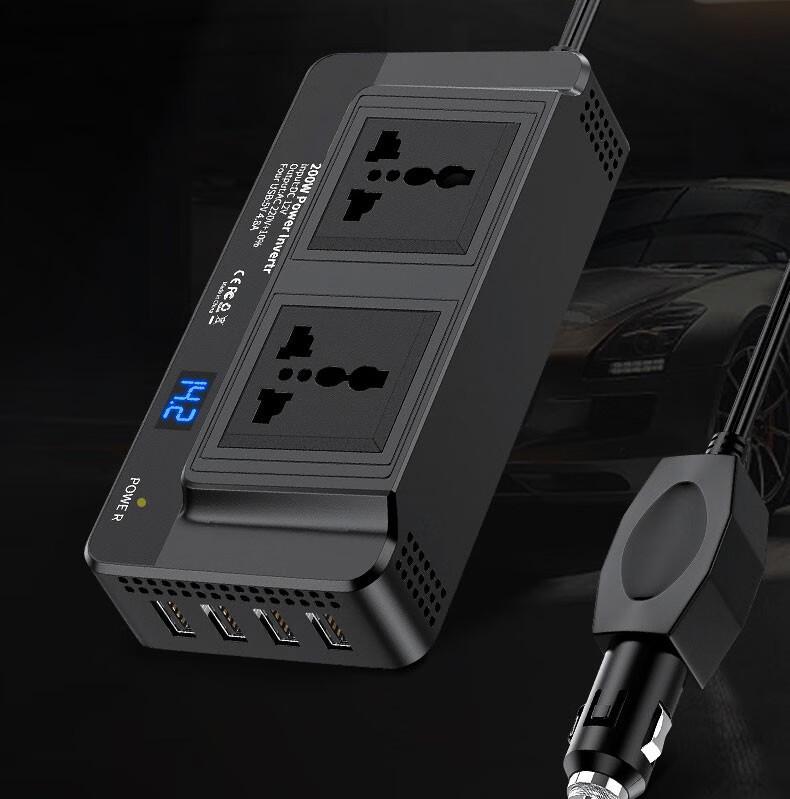 200W Car Power Inverter: 12V To 110V/220V Converter