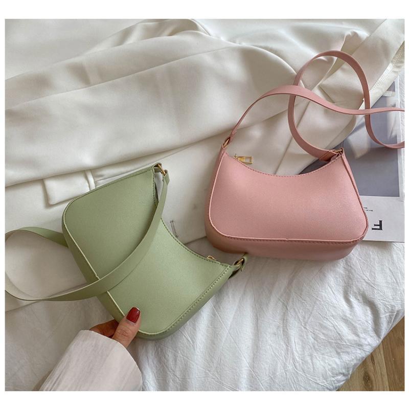 Cute Solid Color Small Square Bag Lightweight Portable Single Shoulder Armpit Bag for Students School Daily