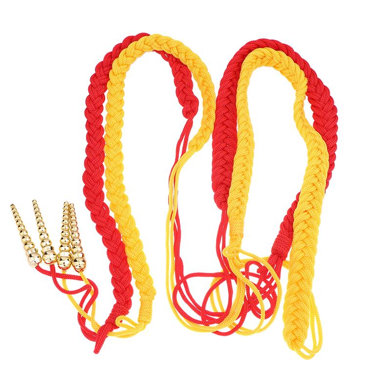 1Pc Red/Yellow Aiguillettes Wire Cord Or 2Pcs Yellow Pendants For Uniform Cosplay Costume Diy Clothes Decoration