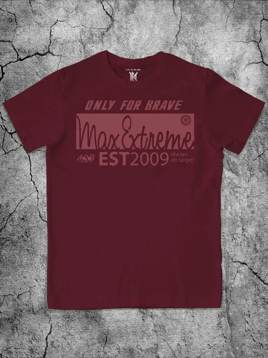 Men s T-shirt with burgundy print with cotton lettering XL