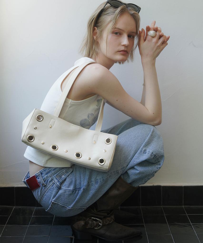 Heeari Haze Eyelet Leather Mini Bag_Ivory