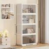 Clear Plastic Multi-Tier Storage Cabinet | Dustproof Floor-Standing Organizer with Transparent Shelves, Classic Style for Bedroom, Wardrobe, Office