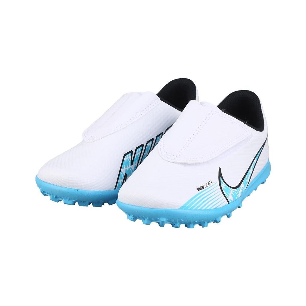 Nike Mercurial Vapor 15 Jr. Club TF Kids Soccer Shoes with Round Toe and Velcro Closure Kids Sneaker Blue White DJ5966-146
