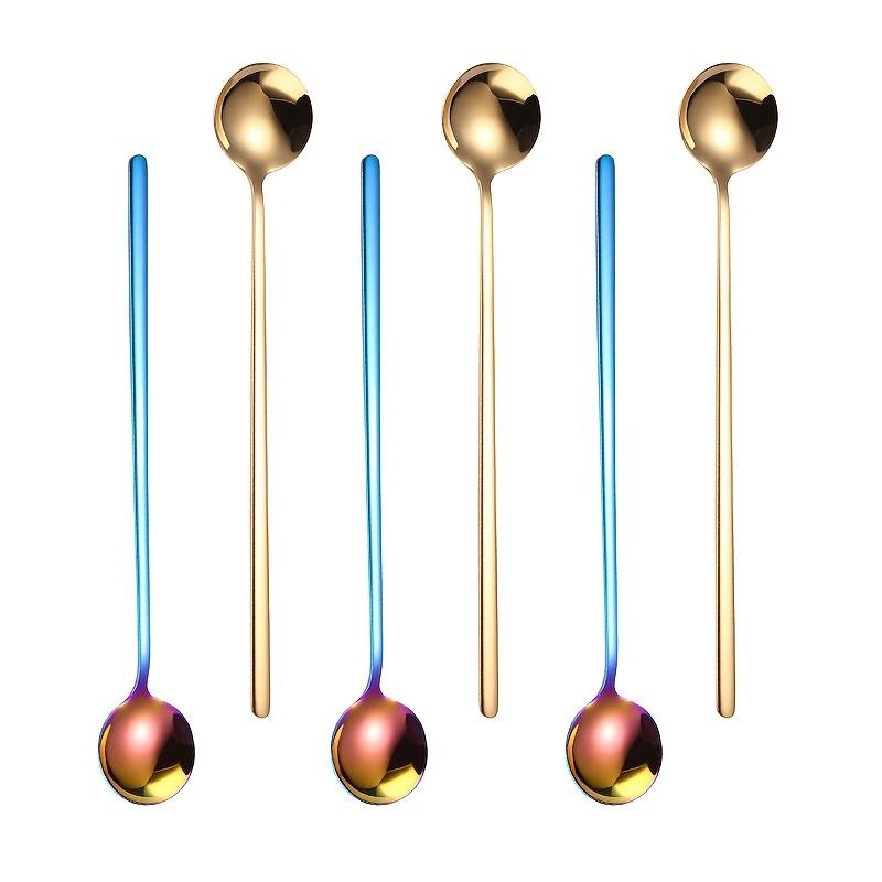 

6 шт. кофейных ложек / 7,95*1,3 дюйма, ложки для перемешивания, чайные ложки с длинными ручками, золотые чайные ложки, цветные чайные ложки для Хэллоуина и Дня благодарения 6-Pack