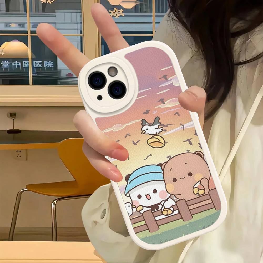 Cute Bubu Dudu PU Leather Phone Case For IPhone 16 15 14 13 12 11 Pro Max Plus Back Fundas
