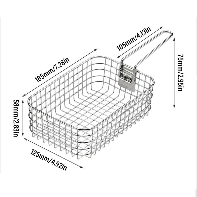 Portables Stainless Steel Frying Basket Multipurpose Pots with Frying Basket Family Barbecue Accessory