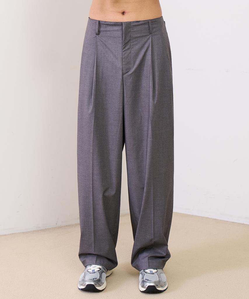 PRAIRIE Essential Double-Pleat Wide Slacks (Gray)