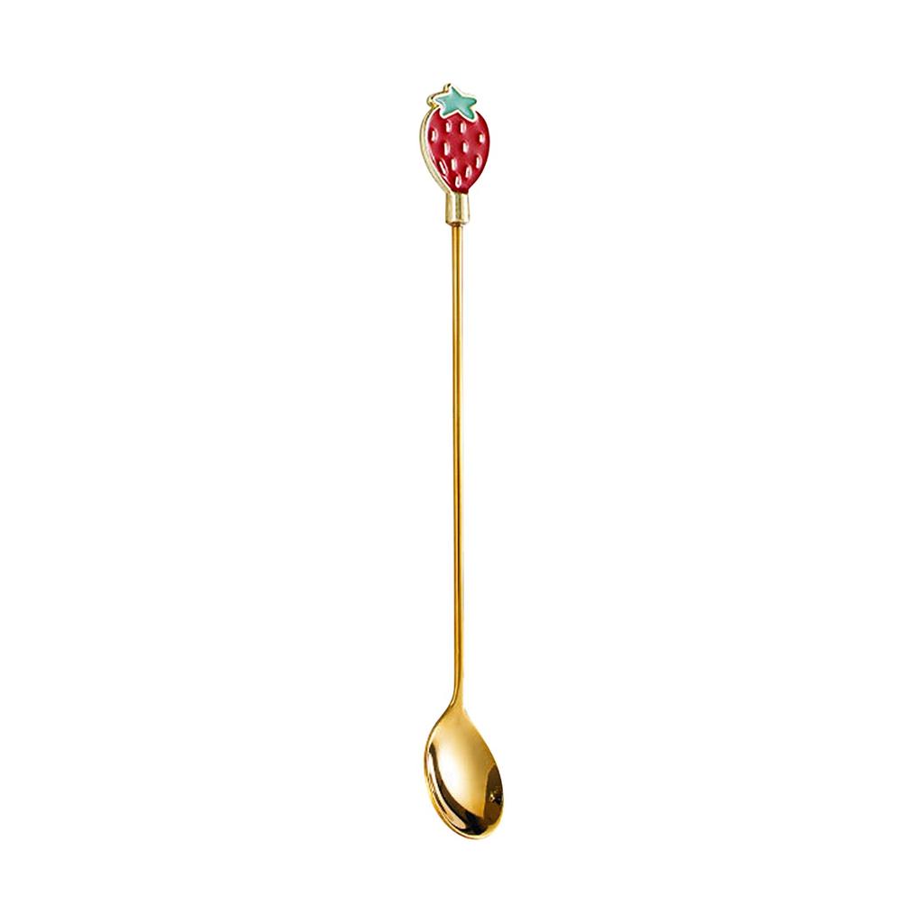 Stainless Steel Spoon Creative Cartoon Dessert Spoon Fruit Fork Cute Coffee Long Handle Stirring Spoon