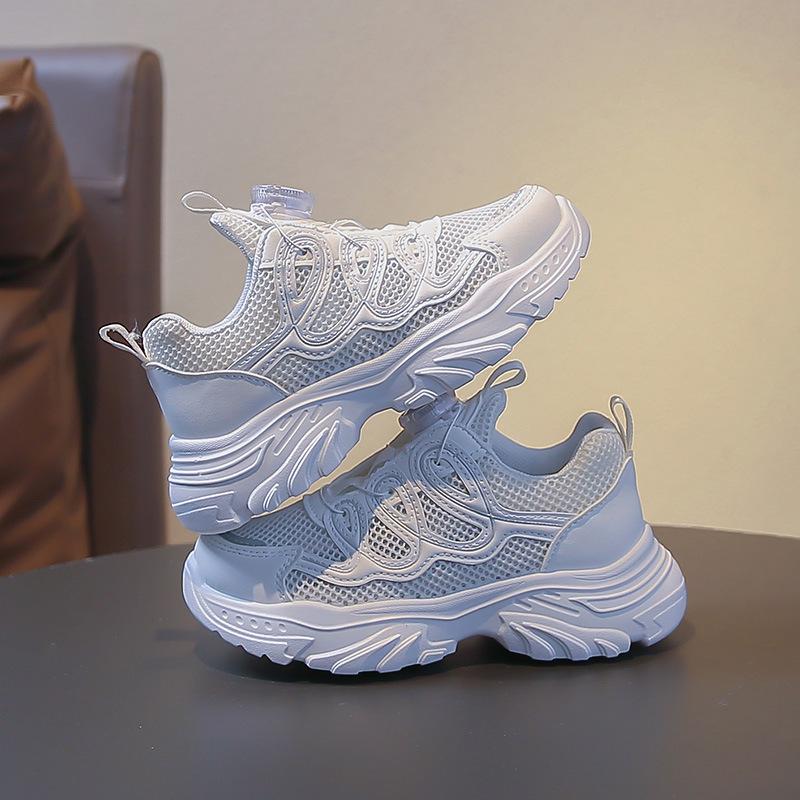 

New Model Rotating Button Sports Shoes with Perforated Ventilation for Boys 26 белый