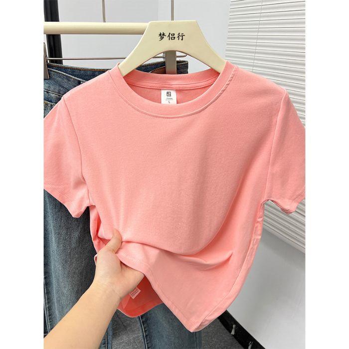 Women Plus Size Solid Color Positive-Shoulder Short Sleeve T-Shirt Summer Casual Commuter Top