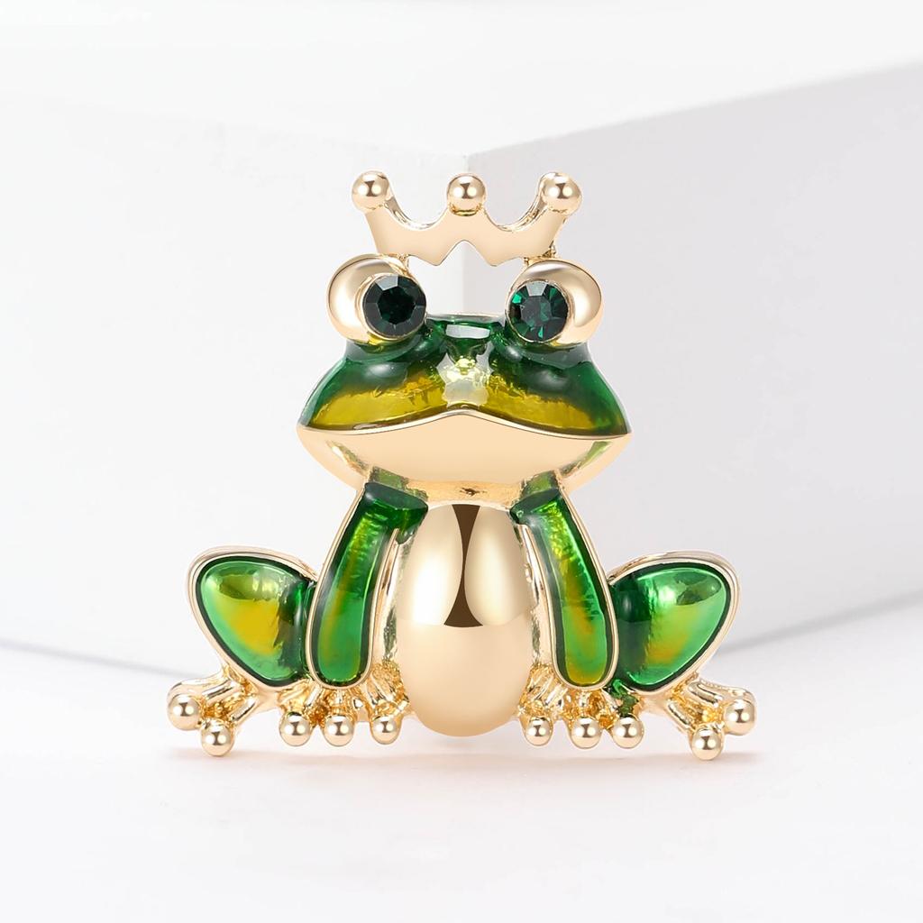 Fashion Enamel Frog Prince Brooch Simple Animal Pin Women'S Clothing Accessories Corsage