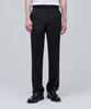 Wool Blend Semi-Wide Hidden Elastic Waist Slacks [Black]