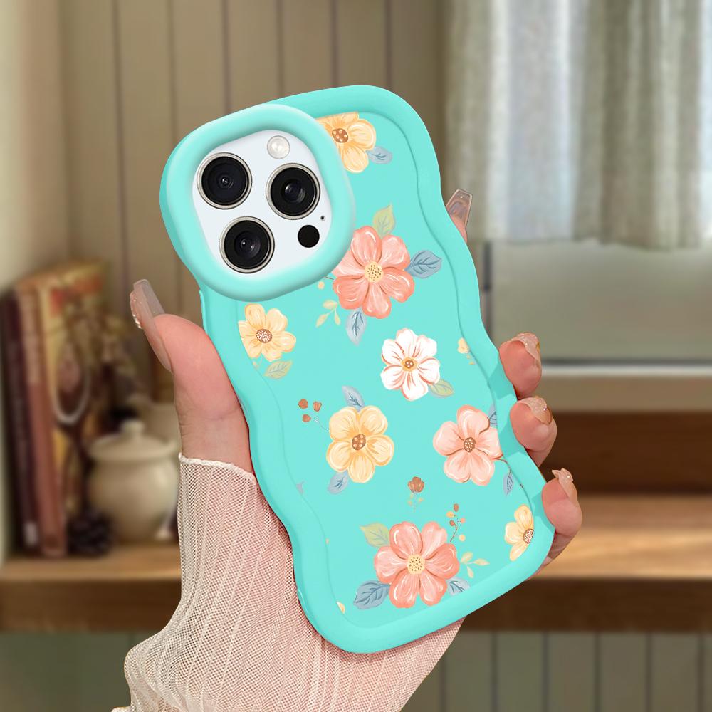 Big Wave Edge Soft Silicone Material Macaron Phone Case Shockproof Protective Rubber Casing for iPhone Samsung Huawei Honor Xiaomi Redmi OnePlus Moto