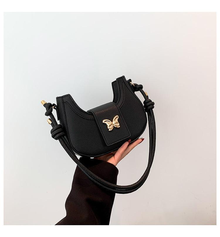 Korean Style Round Handbag 2024 Winter New Butterfly Single Shoulder Bag чёрный