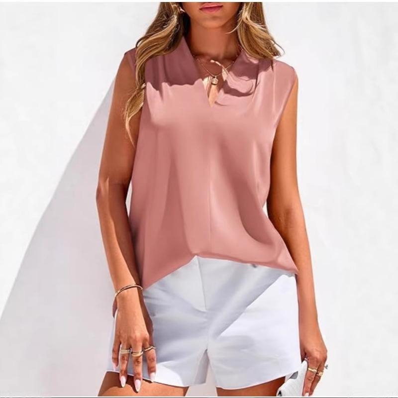 Summer New V-neck Casual Shirt Women's Vest Sleeveless Shirt