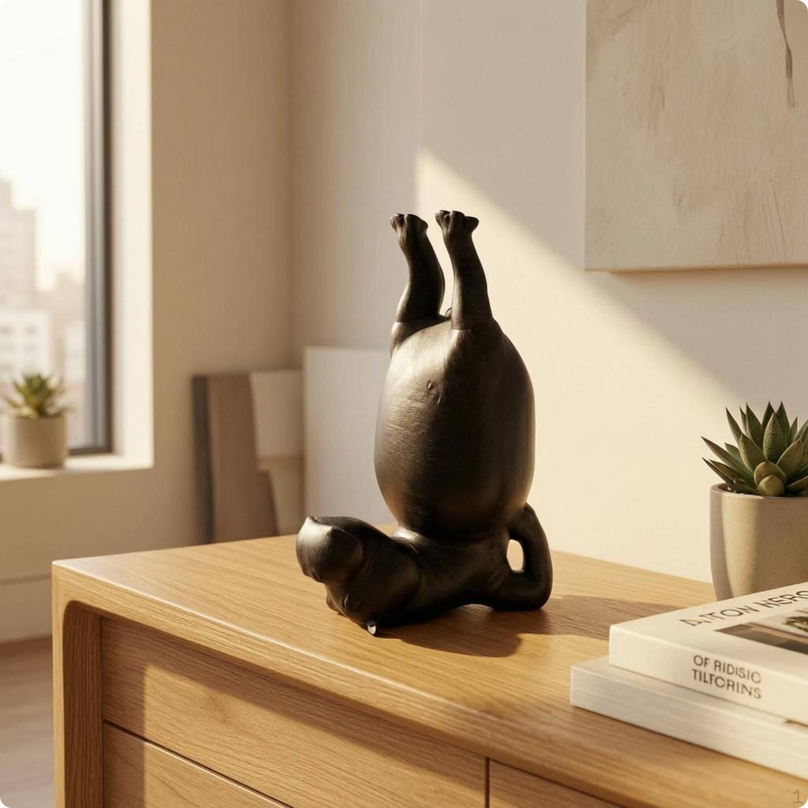 Resin Hippo Statue Smooth Hippopotamus Figurine Decorative Matte Ornament for Living Room, Gym