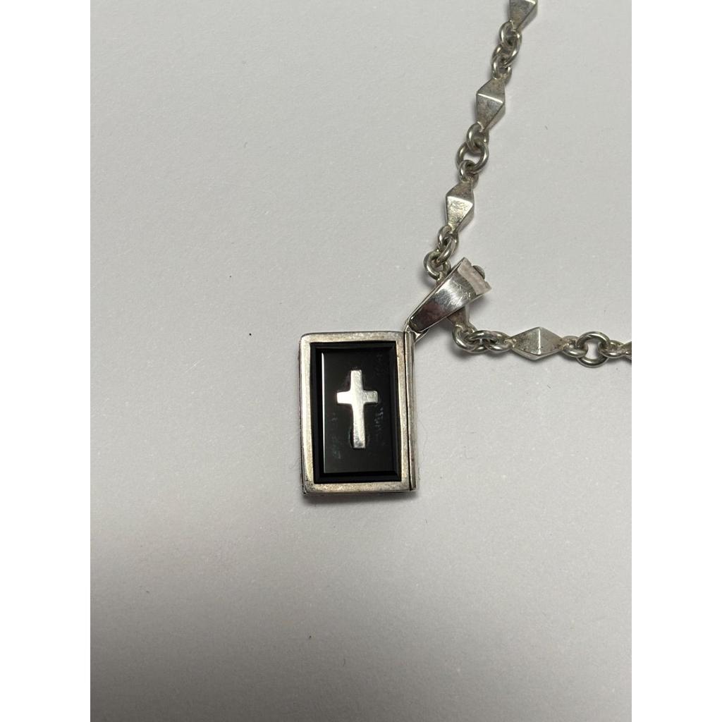Used Justin Davis Silver 925 Silver Necklace Top CURIO Bible Cross