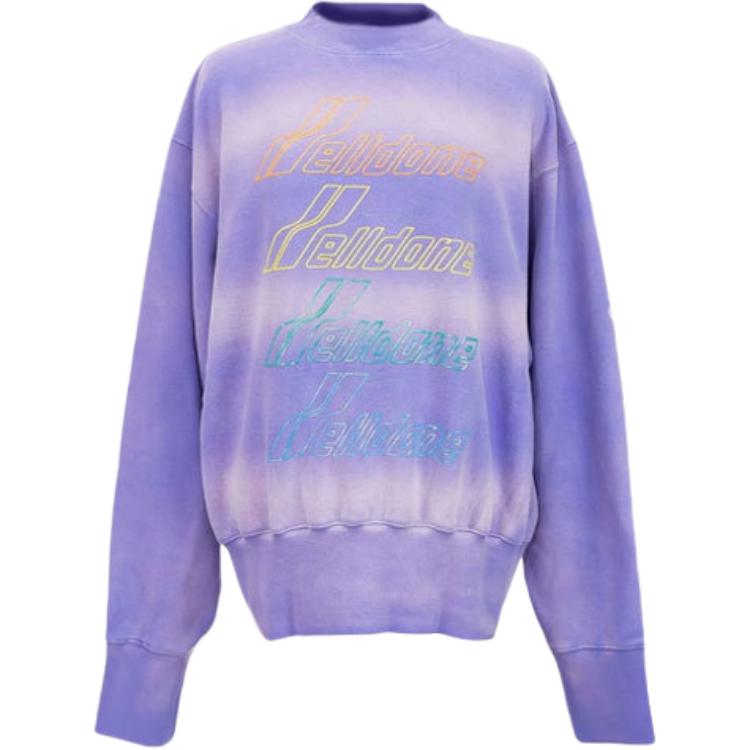 WE11DONE Tie-Dye Letter Print Round Neck Long Sleeve Sweatshirt Unisex sweatshirt Purple WD-TS8-20-098-U-PP