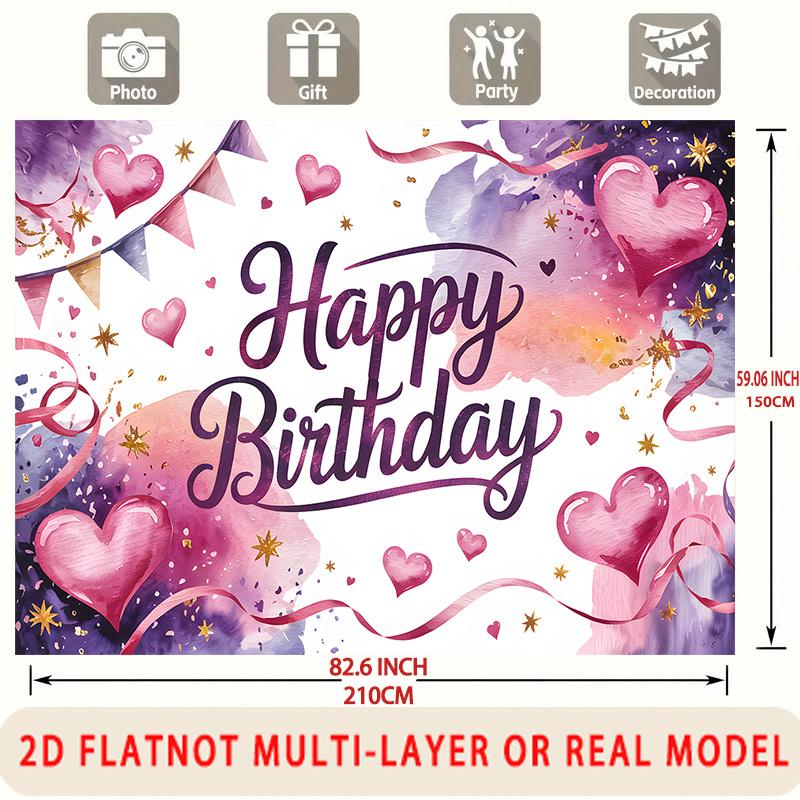 Party Backdrop Birthday Heart Pink Event Photo Booth Background Front Door Decor