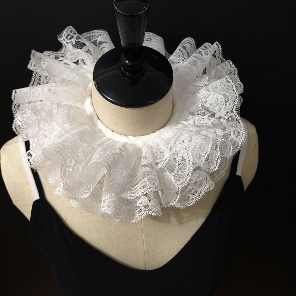 Baroque Style Detachable Lace Ruff Neckwear Comfortable Neckpiece Collar For Historical Reenactment And Cosplay