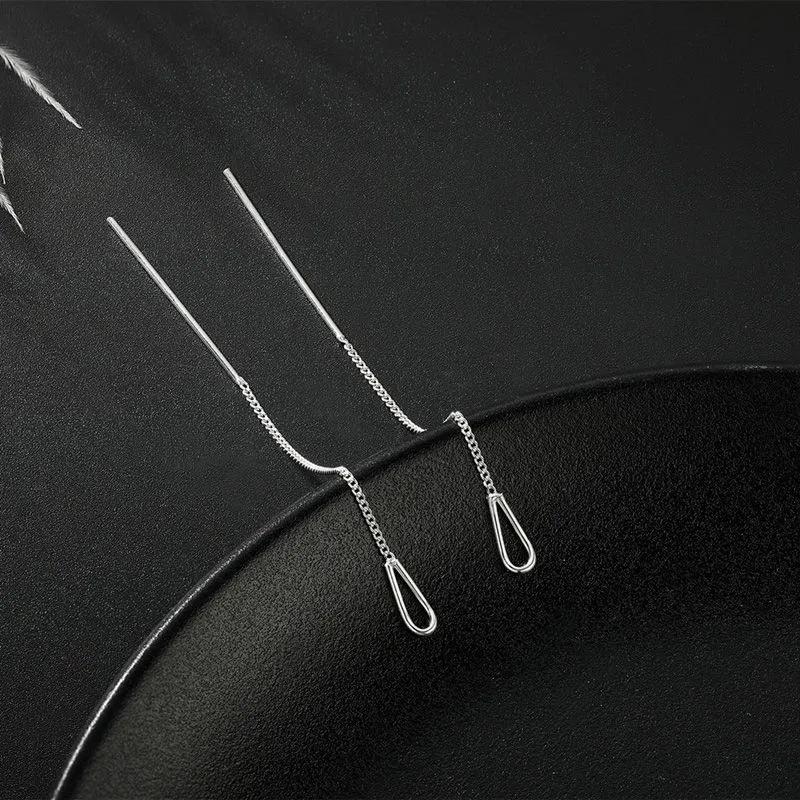 Water Drop Ear Thread Earrings: Simple Korean Style, Long Dangle for Women's Unique Temperament