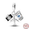 Copper Fashion Travel Airplane Luggage ThreePiece Set Charm Bead Charms Ideal For Women Authentic Bracelets Pendant Do It Yourself Jewellery