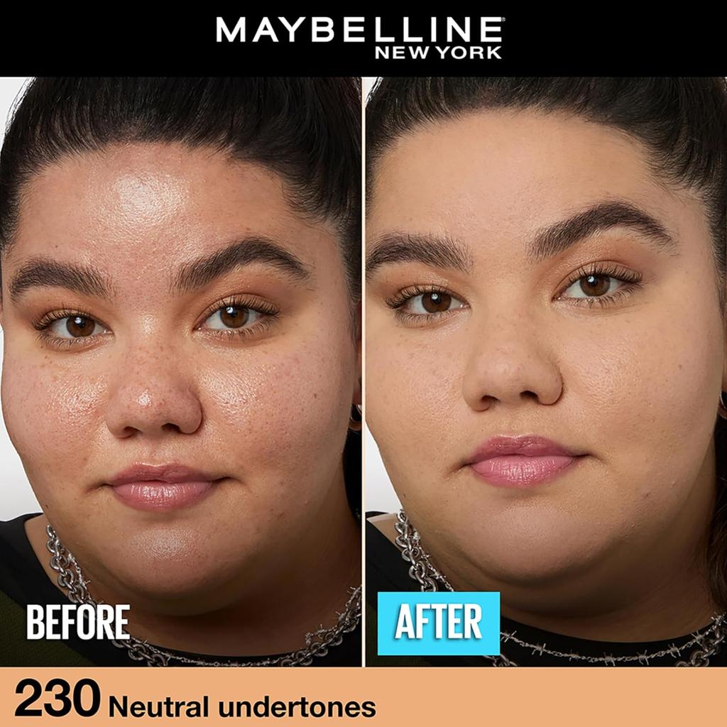 Maybelline Fit Me Matte Poreless Liquid Foundation 230 Natural Buff 30ml Lightweight Oil Control SPF 22 Long Lasting Smooth Finish Makeup