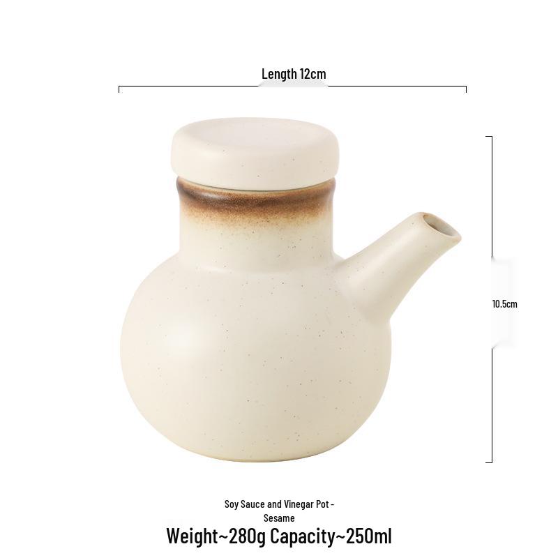 Large Ceramic Vinegar and Soy Sauce Bottle for Japanese Cuisine - Oil and Seasoning Container for Kitchen.