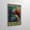 Vintage Metal Poster Nautical Wall Art Blue Green Mermaid Dive Quote Living Room Decor